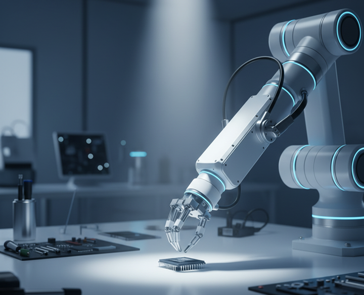 A high-precision robotic arm, an application for the future of AI technology that is physically grounded.